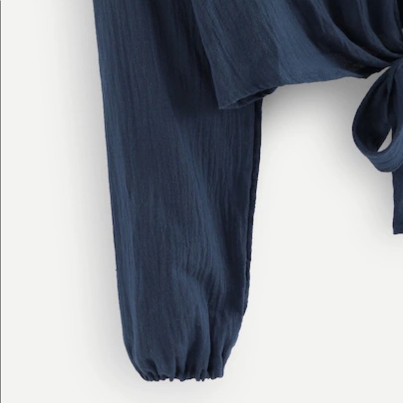 SALE Dark Blue Button Up Summer Top - Picture 3 of 8